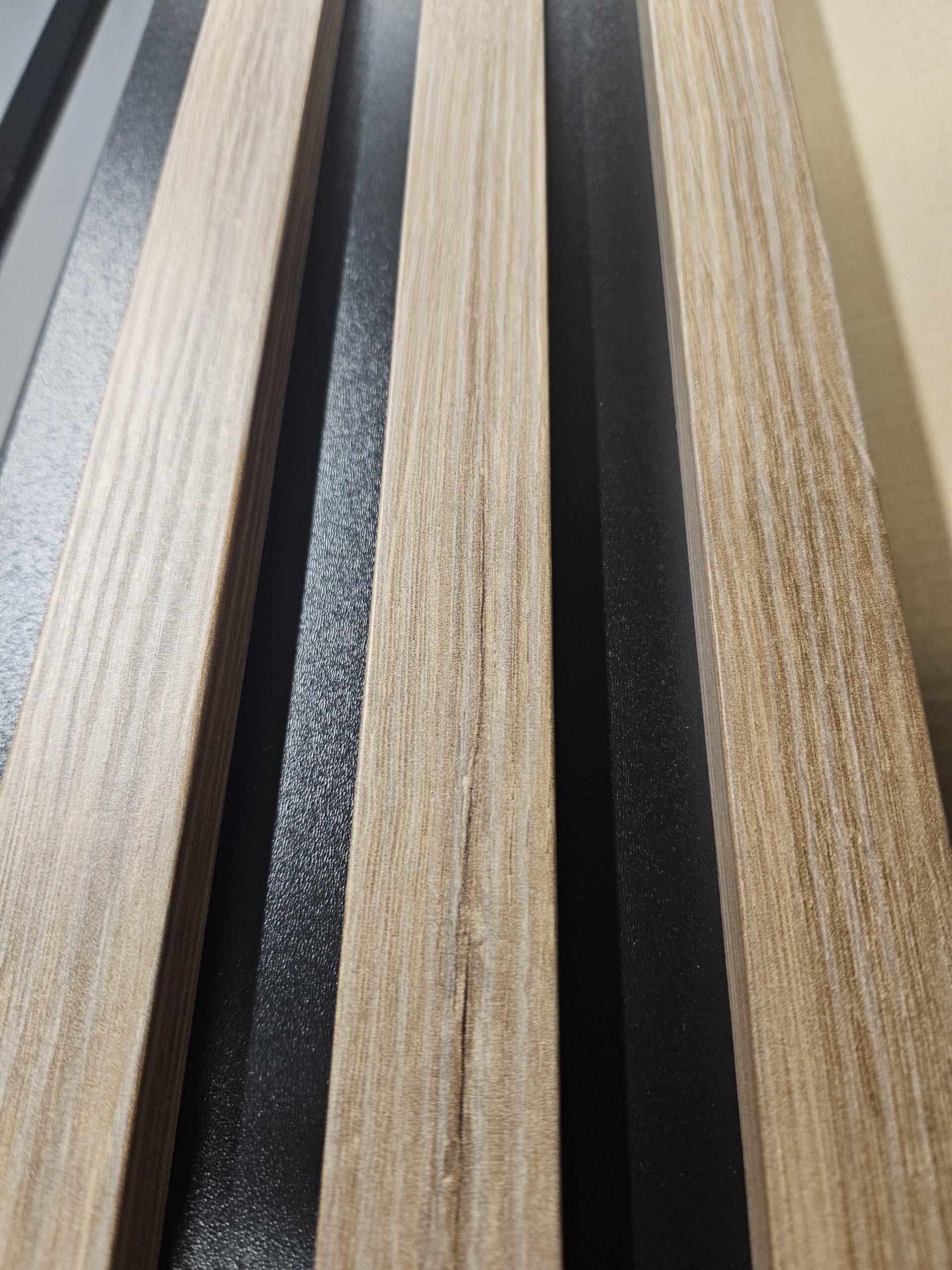 Decorative Wall Lamella Panels on a Base, Stirling Oak on a Black - Image 3