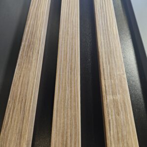 Decorative Wall Lamella Panels on a Base, Stirling Oak on a Black