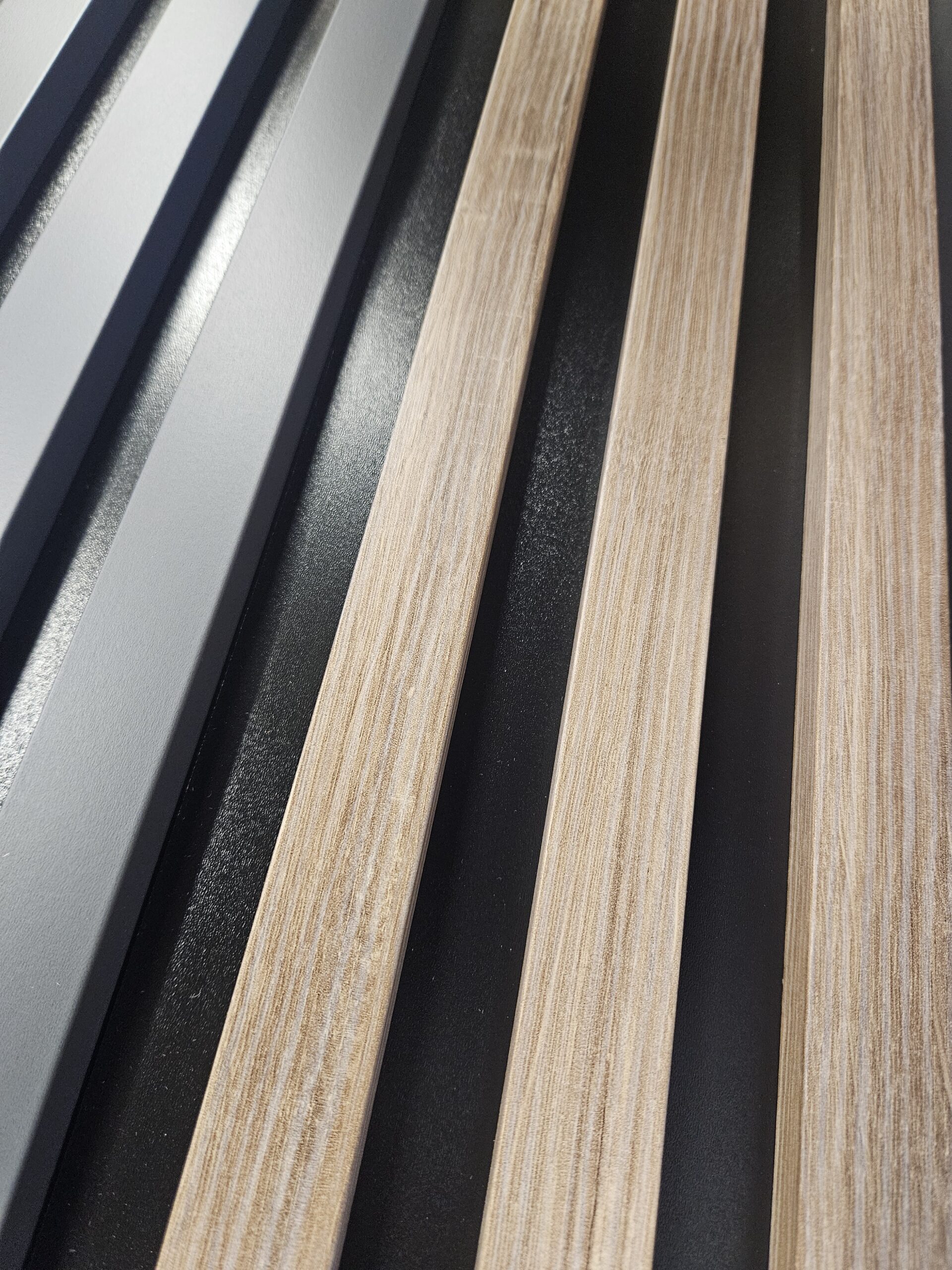 Decorative Wall Lamella Panels on a Base, Stirling Oak on a Black - Image 5