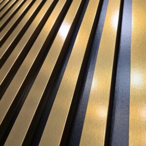 Decorative Wall Lamella Panels on a Base, Gold on a Black