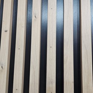 Decorative Wall Lamella Panels on a Base, Blue Oak on a Black