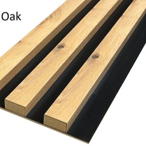 Decorative Wall Lamella Panels on a Base, Blue Oak on a Black