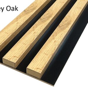 Decorative Wall Lamella Panels on a Base, Honey Oak on a Black