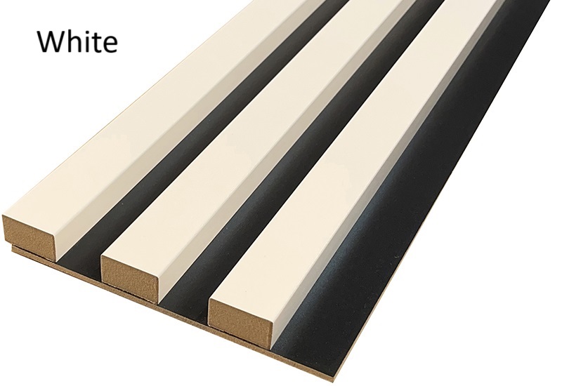 Decorative Wall Lamella Panels on a Base, White on a Black