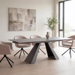 SALVADORE Anthracite Grey Ceramic Extending Dining Table 180–260 cm