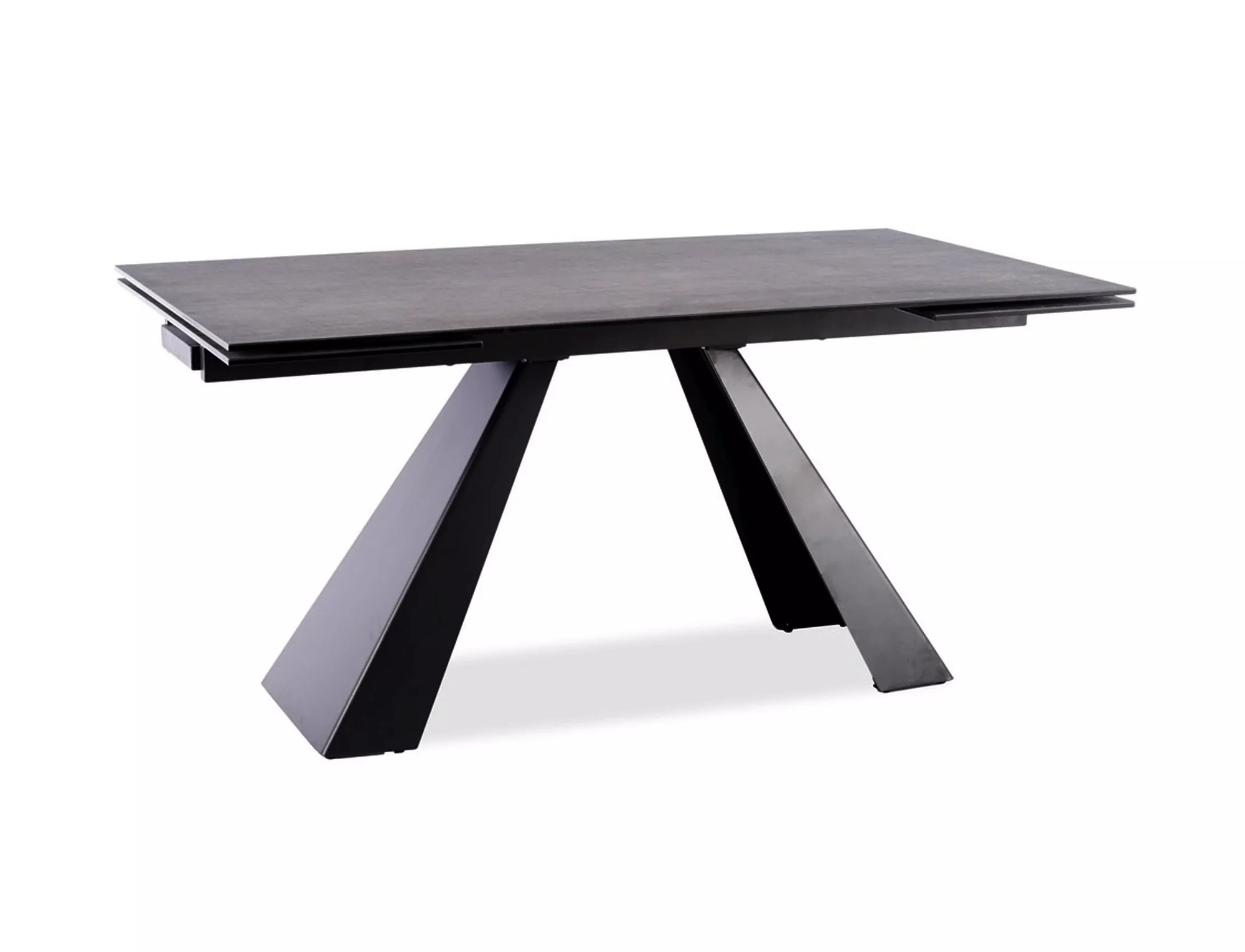 Salvadore anthracite grey ceramic dining table 180–260 cm with black metal legs