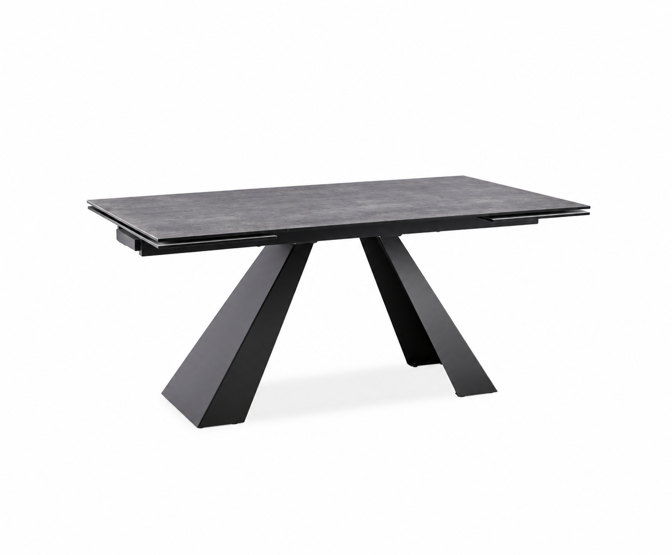 Salvadore anthracite grey ceramic dining table 180–260 cm with black metal legs