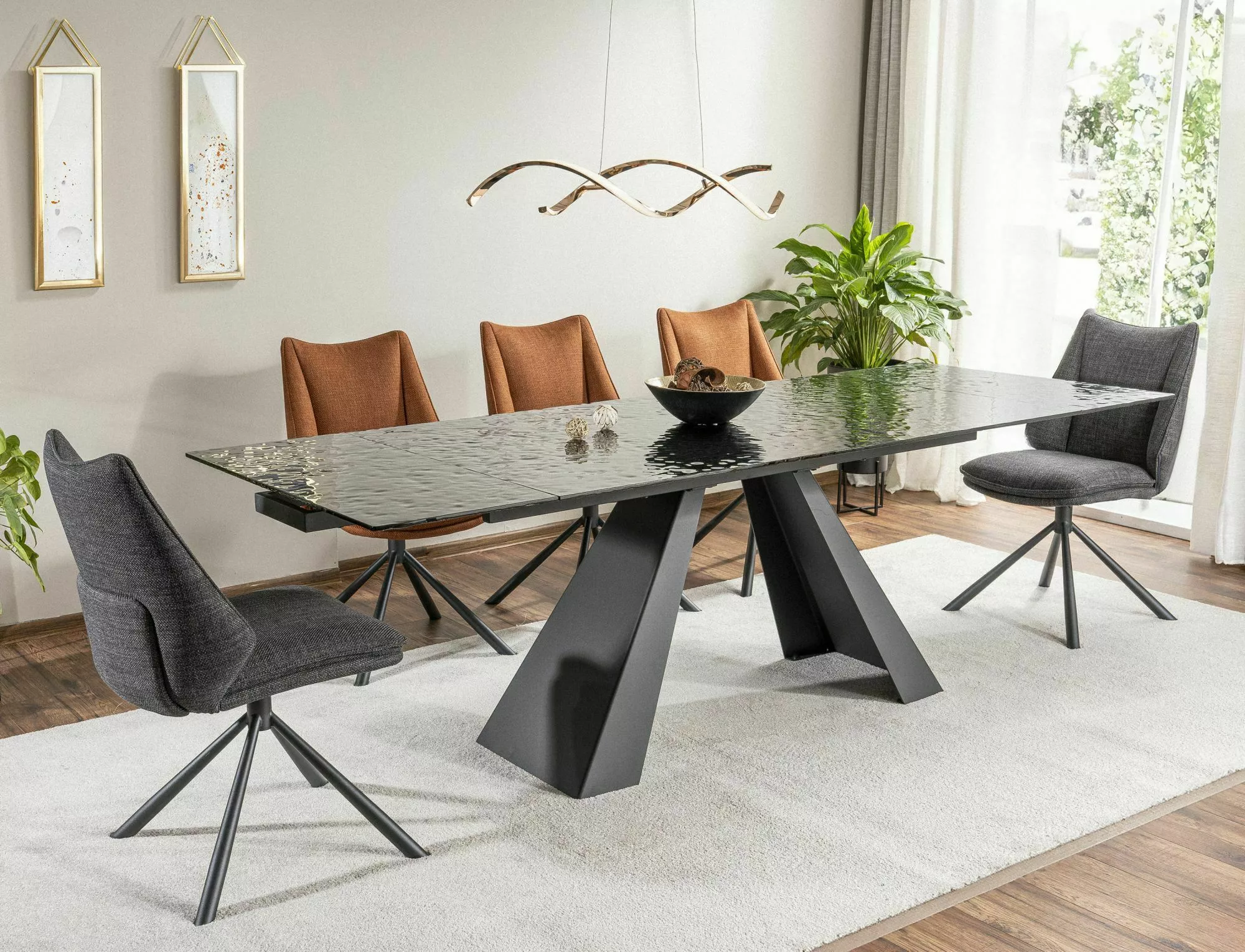 Dining Table SALVADORE Melted Glass 160-240 cm - Image 3