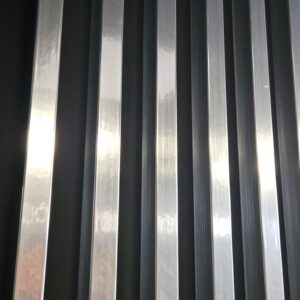Decorative Wall Lamella Panels on a Base, Silver on a Black