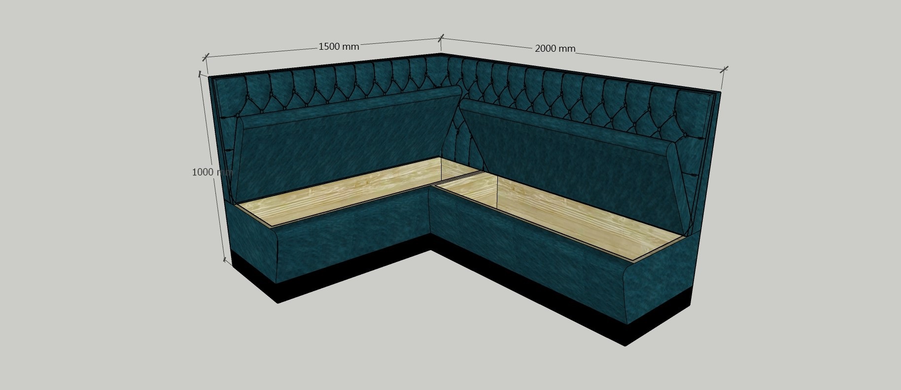 !SALE! Chesterfield Style L-shaped Banquette Seating 200 cm x 150 cm - Image 14