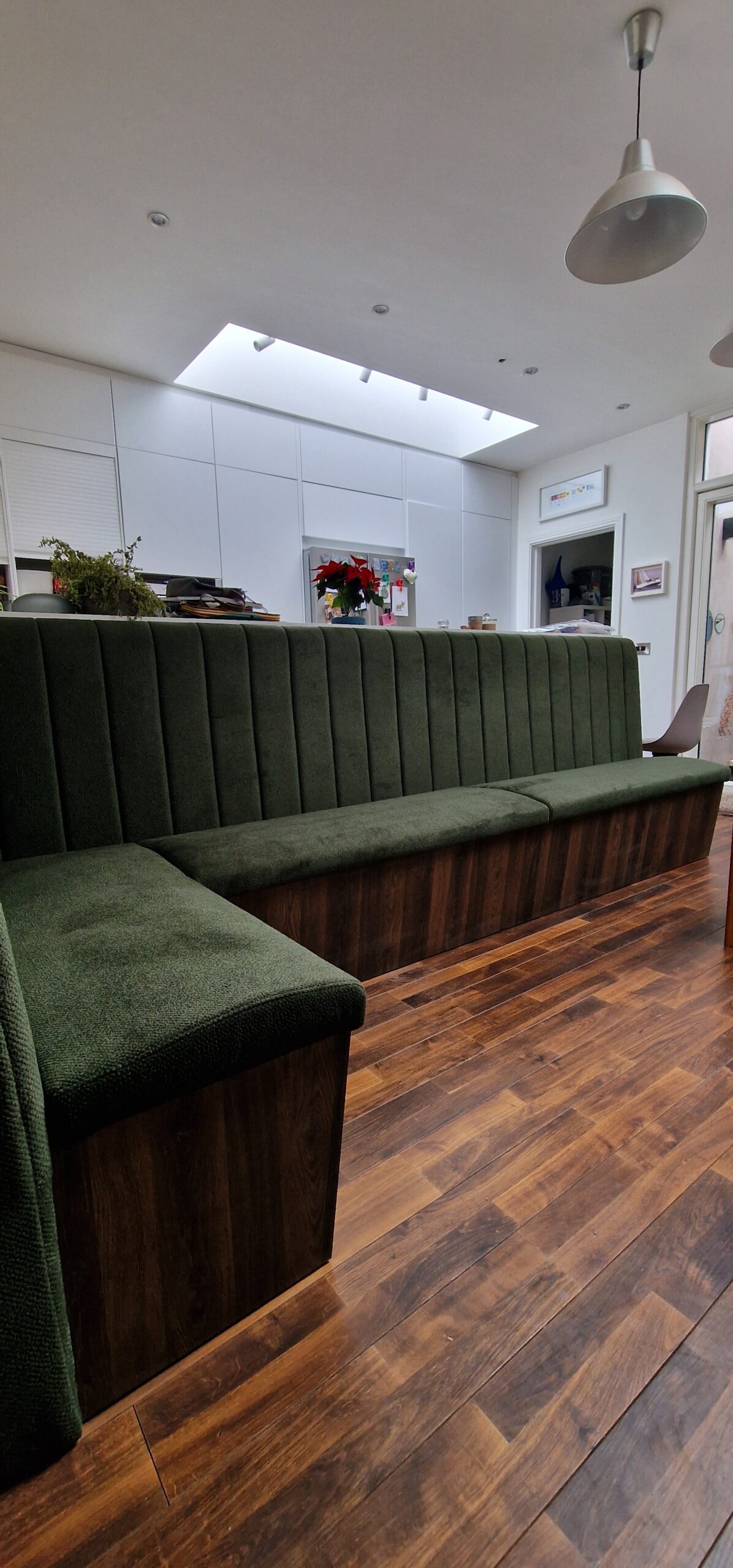Bespoke Channel Style L-shaped Banquette Seating with Storage, W325 x 130 cm - Image 6