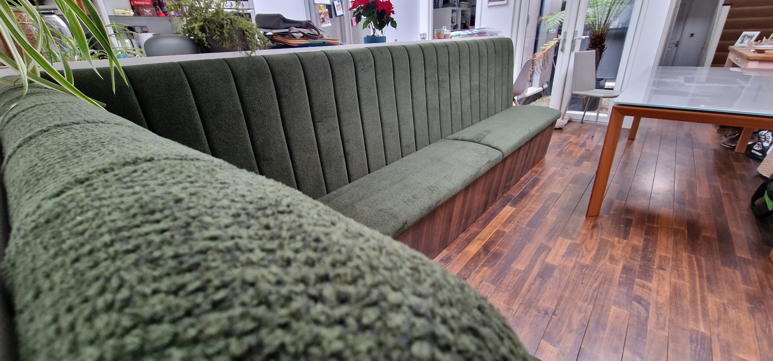 Bespoke Channel Style L-shaped Banquette Seating with Storage, W325 x 130 cm - Image 2