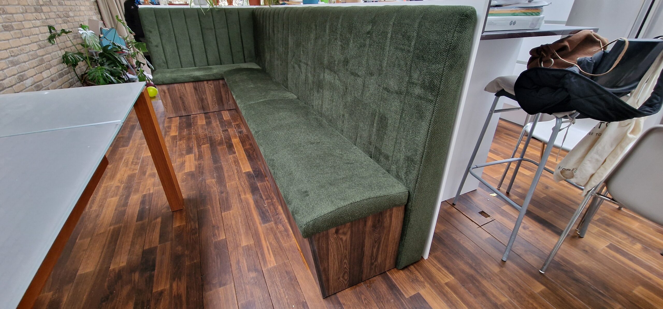 Bespoke Channel Style L-shaped Banquette Seating with Storage, W325 x 130 cm - Image 13