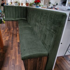 Bespoke Channel Style L-shaped Banquette Seating with Storage, W325 x 130 cm