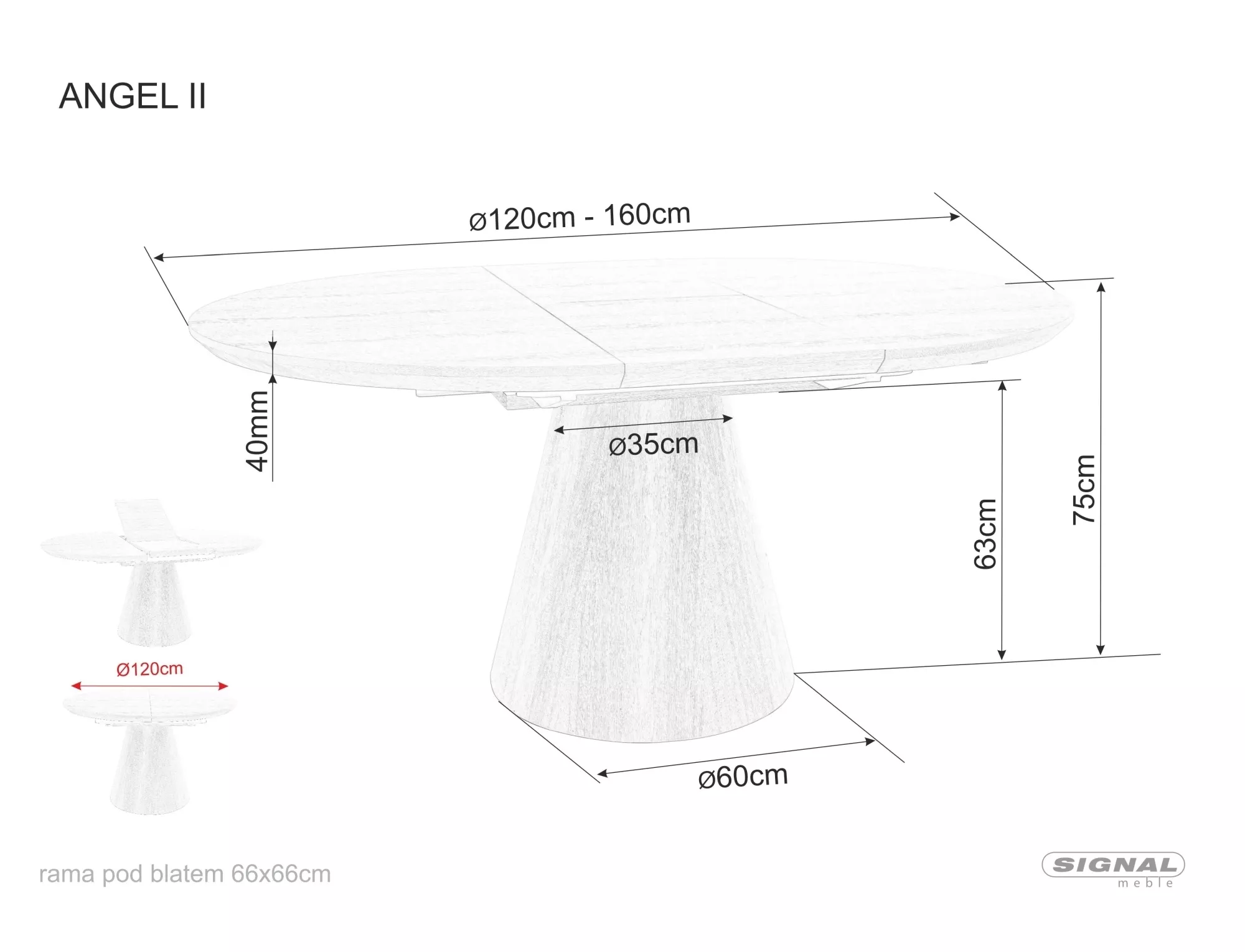 Dining Table ANGEL Extendable Round Grey 120-160 - Image 11