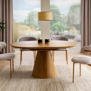Dining Table ANGEL Extendable Round Oak 120-160