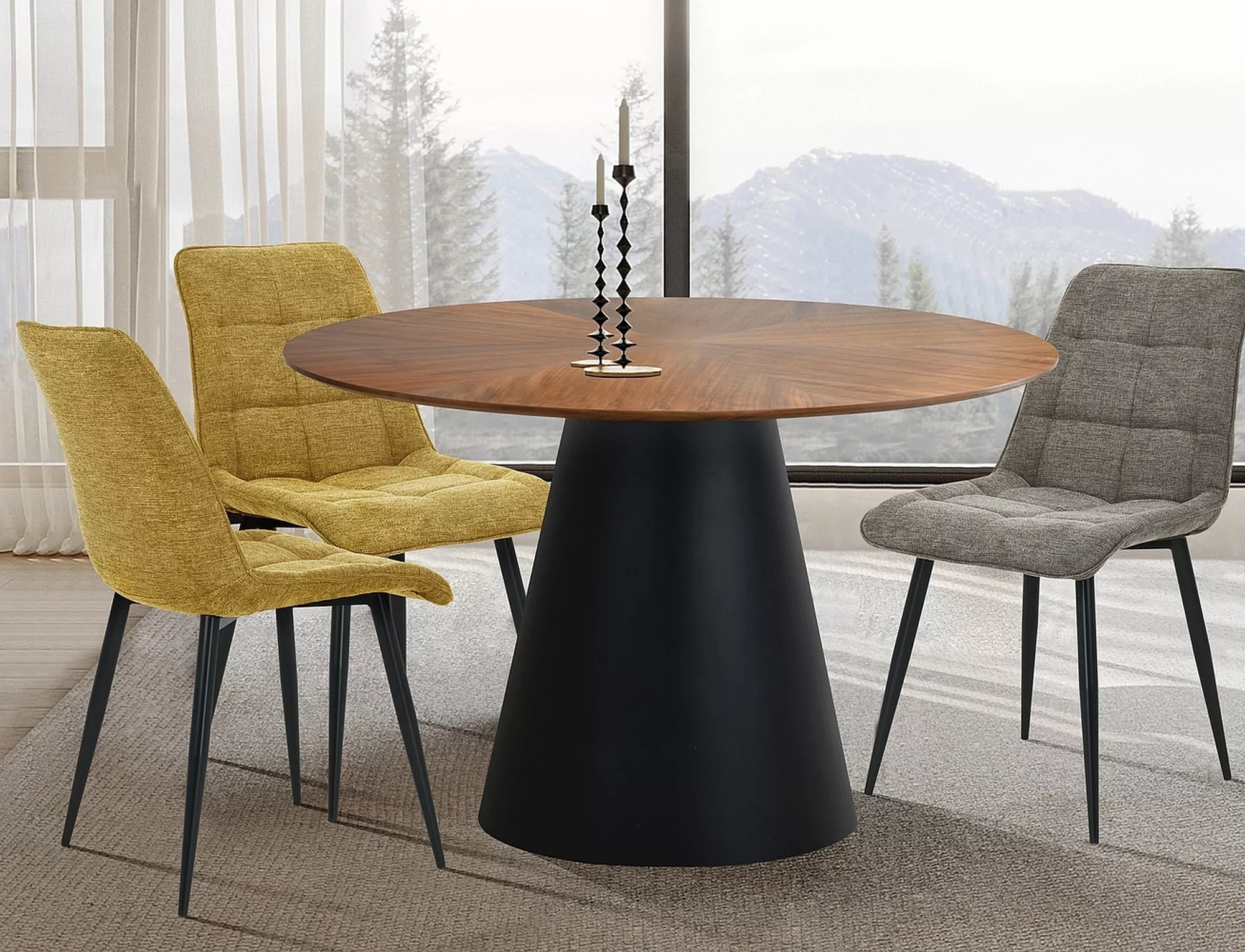 Dining Table ANGEL 120 Walnut Black - Image 2