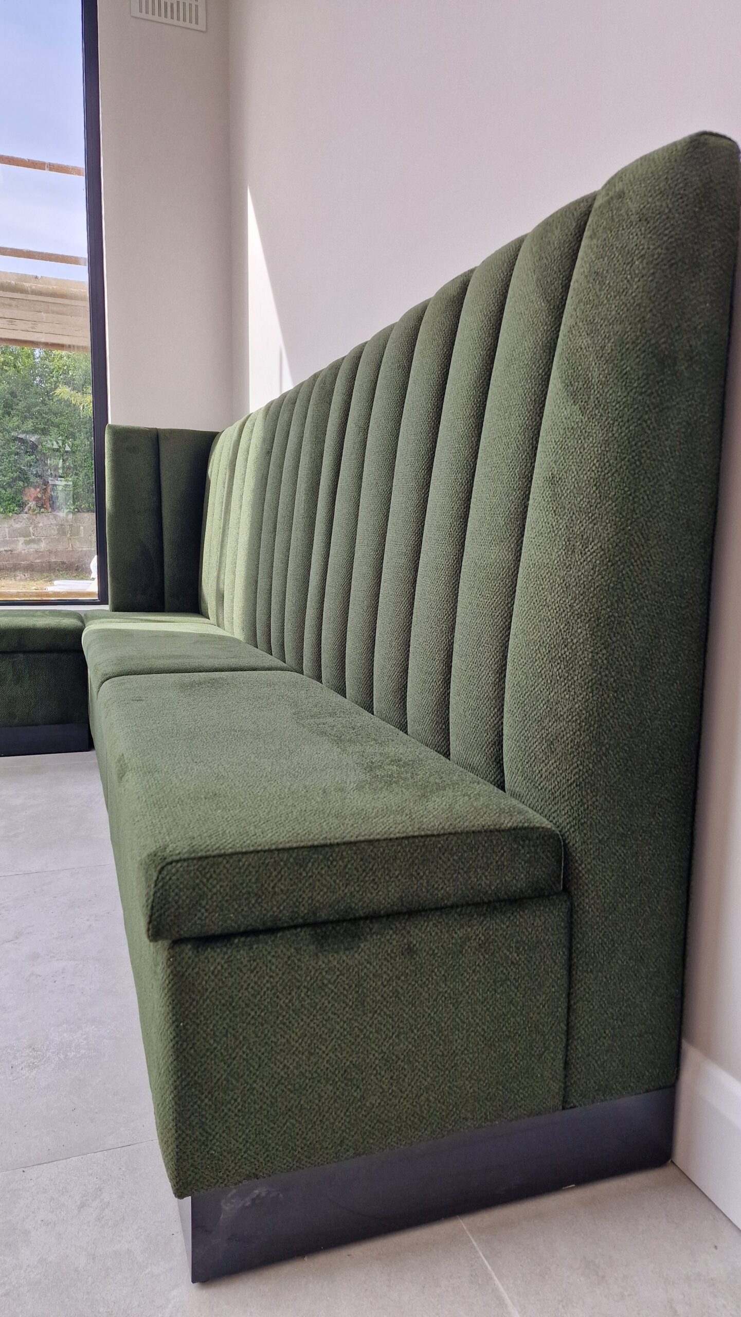 Bespoke Channel Style L-shaped Banquette Seating with Window Bay and Storage, 200 x 350 cm - Image 5