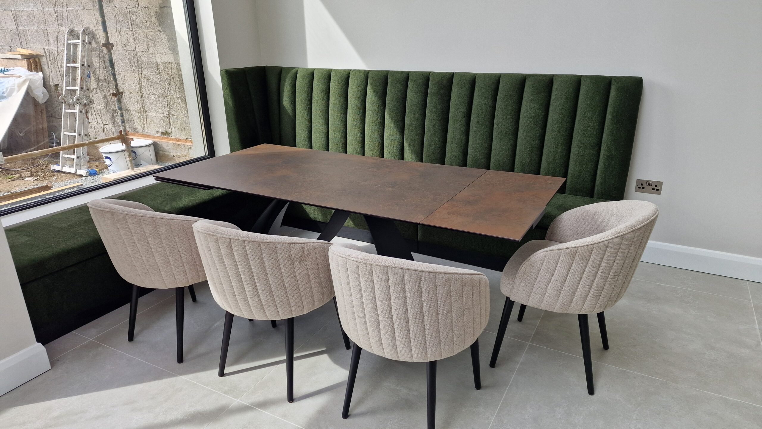 Bespoke Channel Style L-shaped Banquette Seating with Window Bay and Storage, 200 x 350 cm - Image 13
