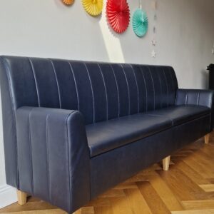 Bespoke Channel Style Natural Leather Banquette Seating with Storage, 250 cm