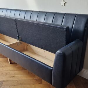 Bespoke Channel Style Natural Leather Banquette Seating with Storage, 250 cm