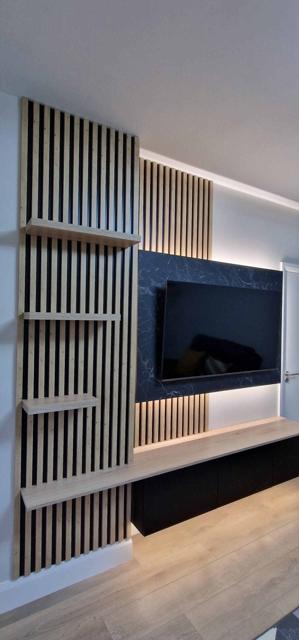 Bespoke Feature Wall – Modern Slatted Design Black - Image 7