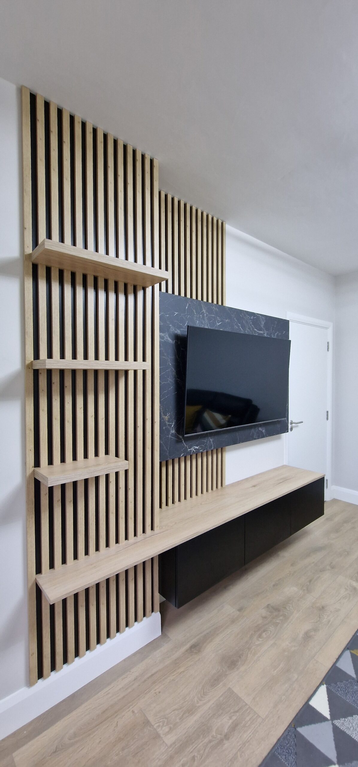 Bespoke Feature Wall – Modern Slatted Design Black - Image 8