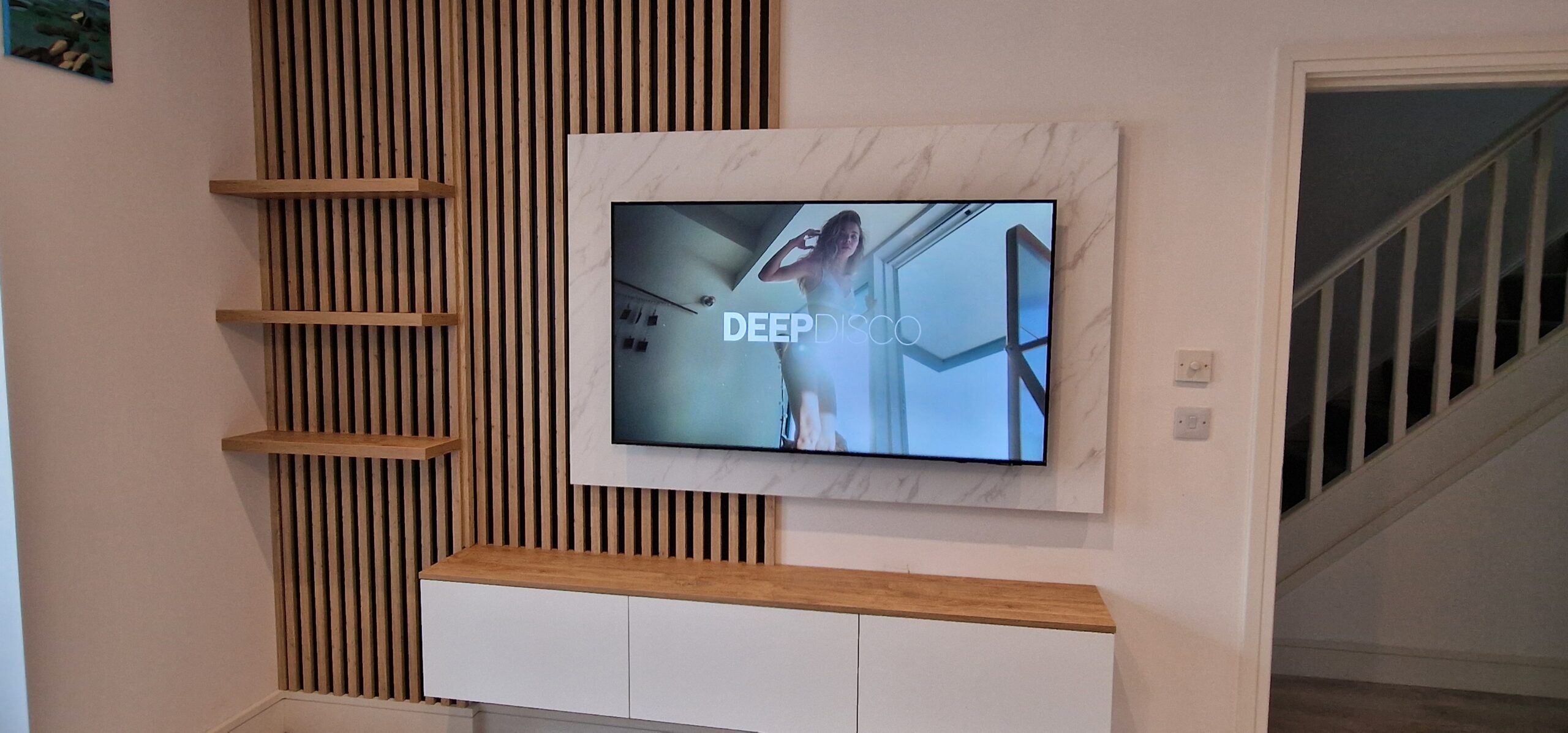 Bespoke Feature Wall – Modern Slatted Design White - Image 4