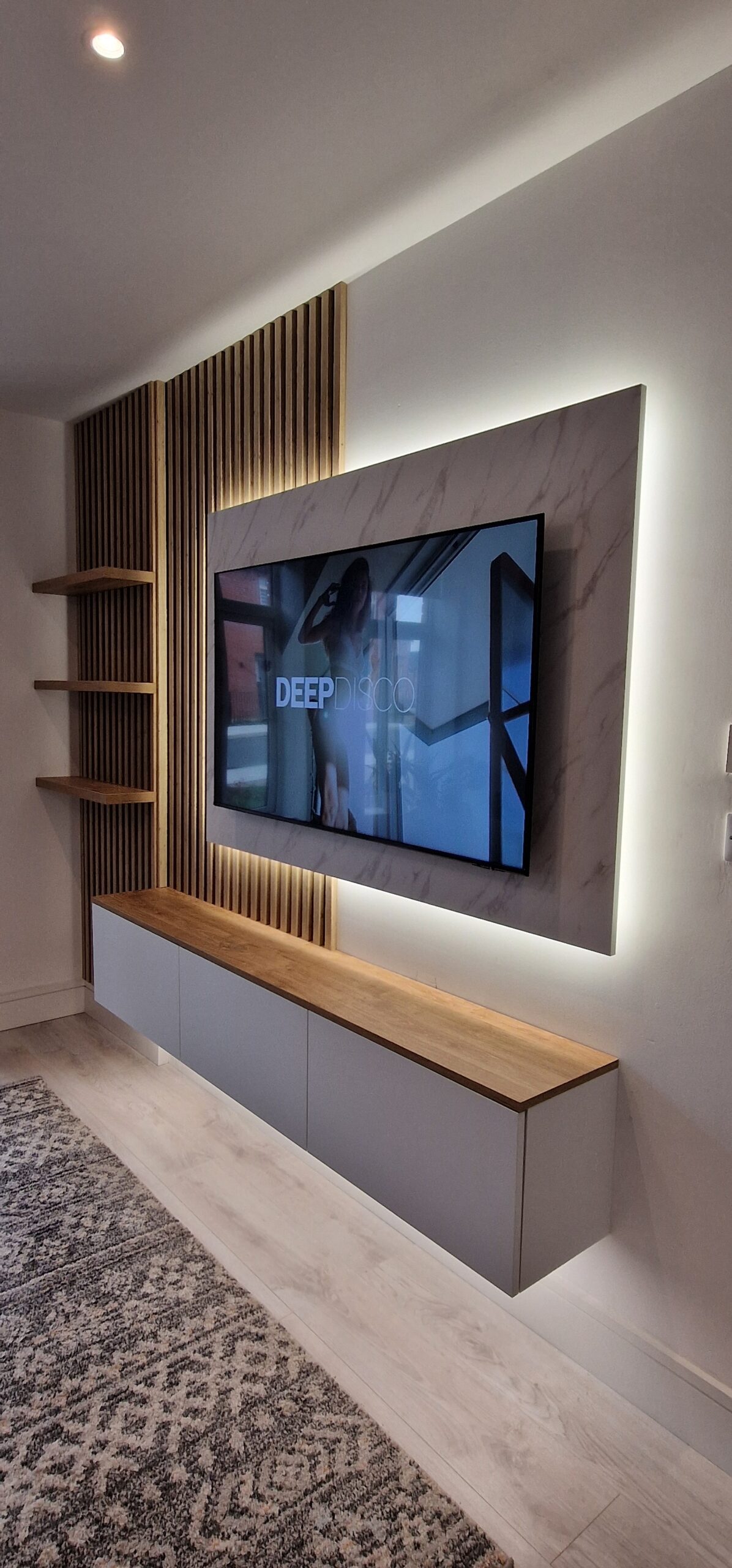 Bespoke Feature Wall – Modern Slatted Design White - Image 2