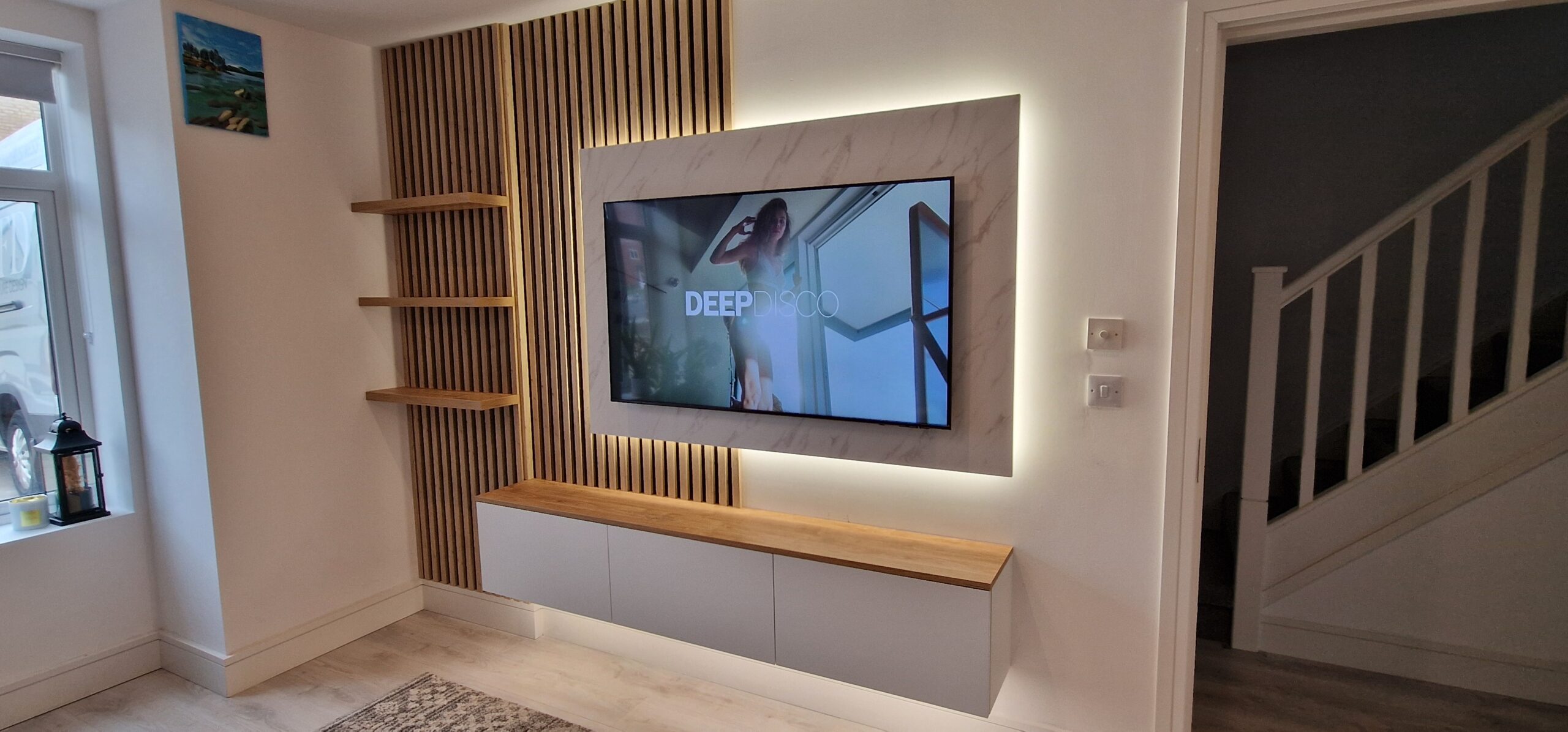 Bespoke Feature Wall – Modern Slatted Design White - Image 6