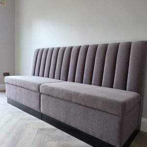 Bespoke Channel Style Banquette Seating 200 cm, 4 Chairs and 3 Barstools