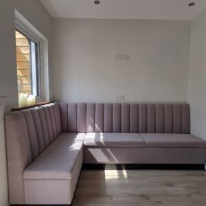 Bespoke Channel Style L-shaped Banquette Seating with Storage, 250 x 140 cm