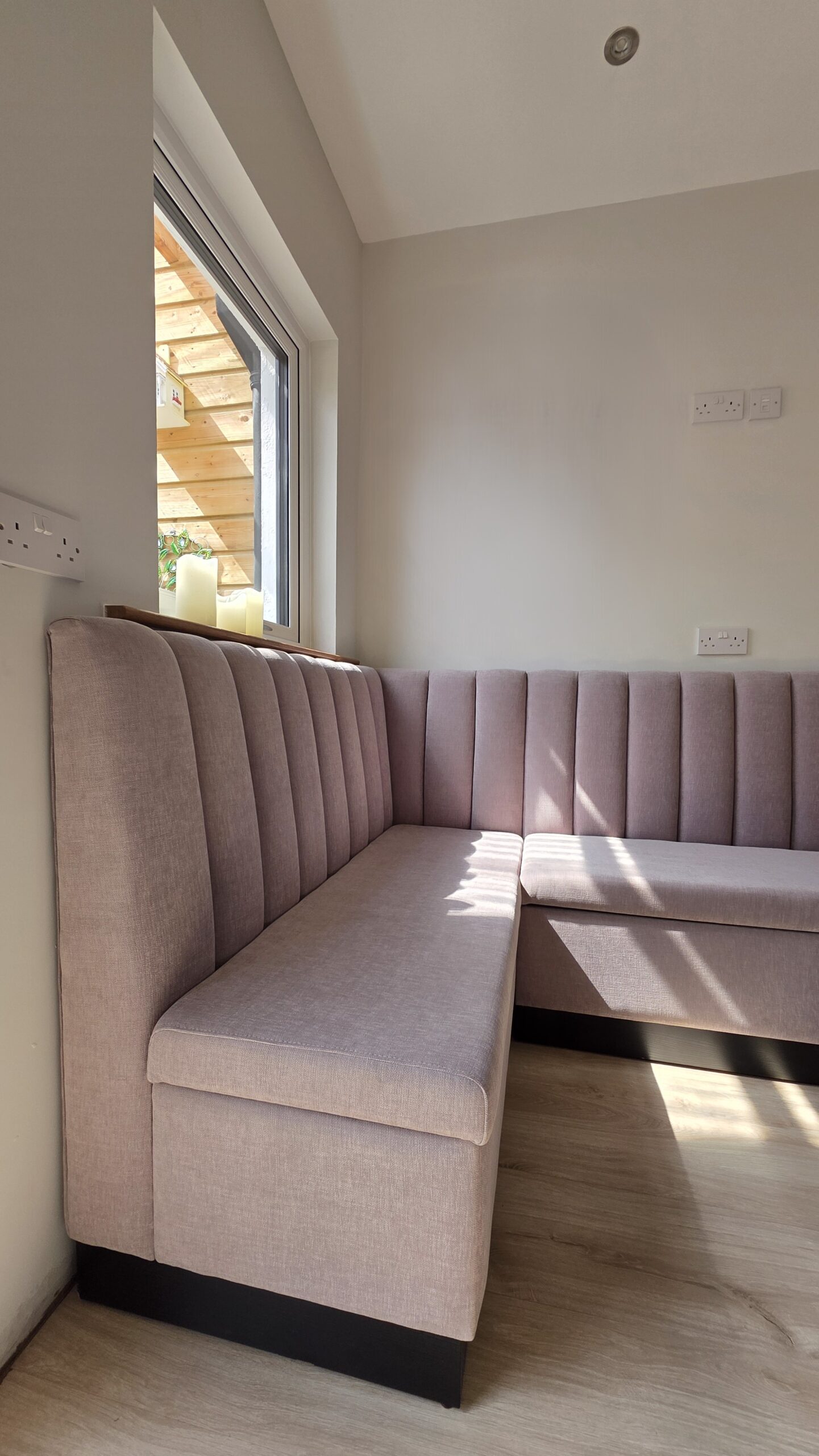 Bespoke Channel Style L-shaped Banquette Seating with Storage, 250 x 140 cm - Image 5