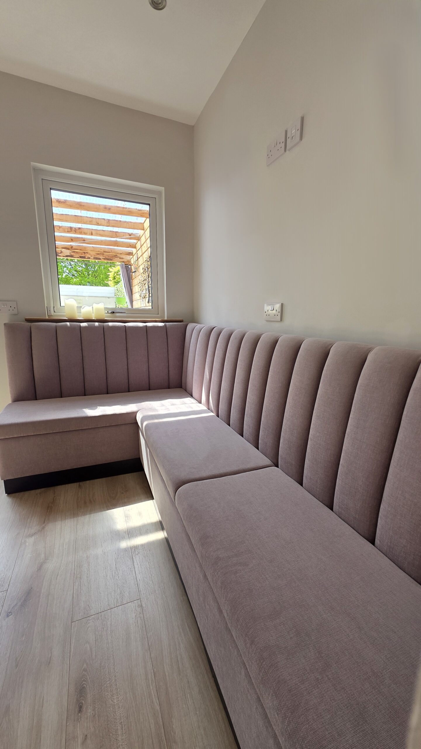 Bespoke Channel Style L-shaped Banquette Seating with Storage, 250 x 140 cm - Image 6