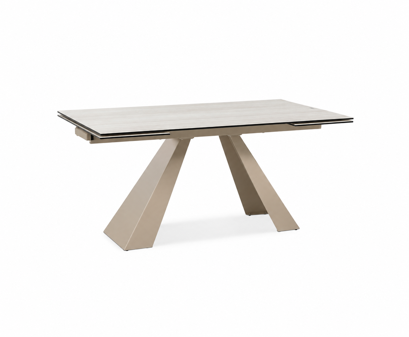 Travertine ceramic dining table Salvadore with Cashmere metal legs