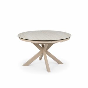 PORTO Travertine Round Extending Dining Table 120–160cm – Cashmere