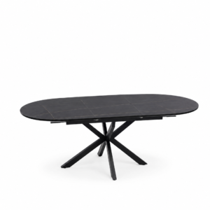 GASTON Black Matt Ceramic Extending Dining Table 140–180cm