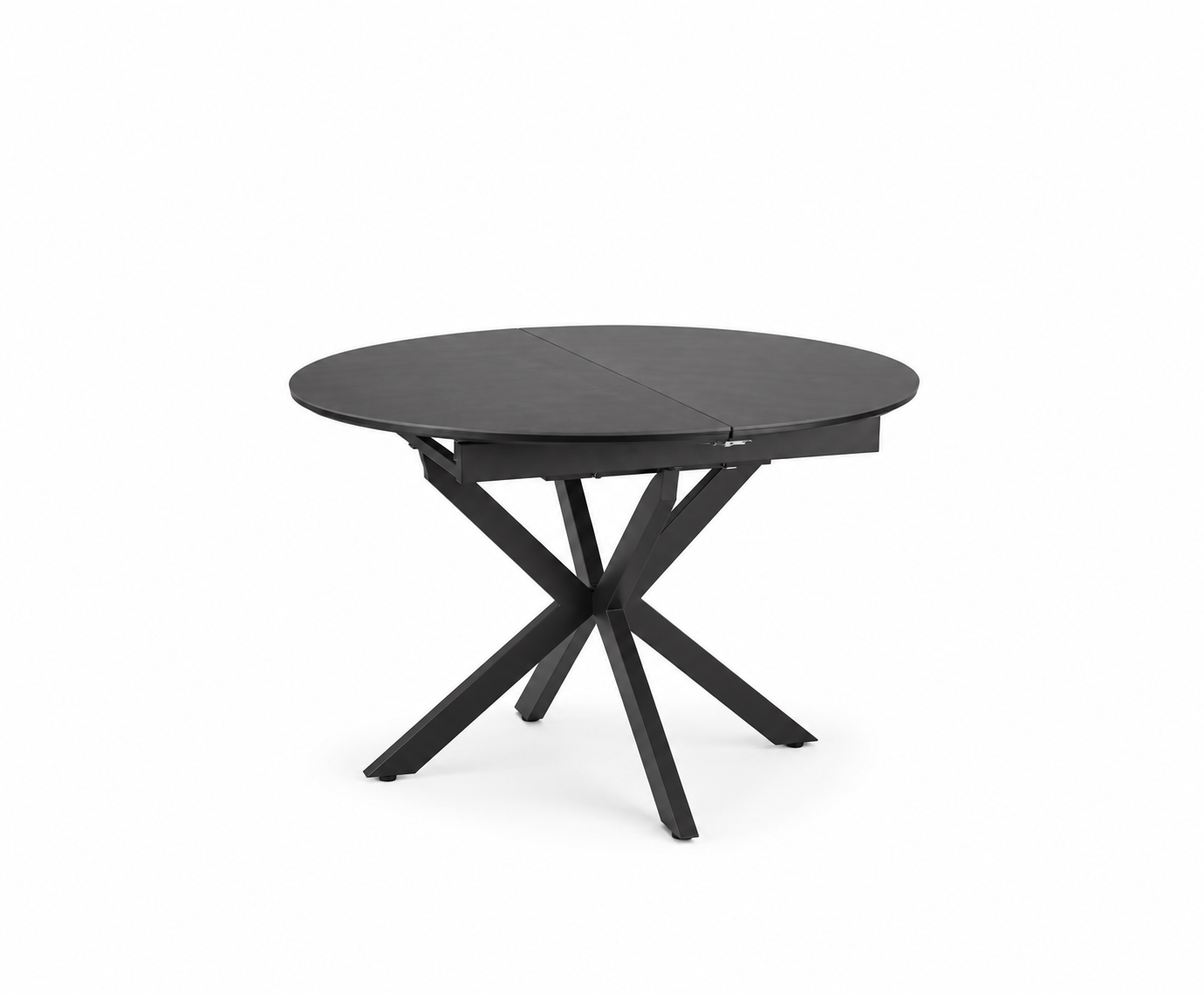 Gaston black ceramic extending dining table 100–135cm with matt black metal base
