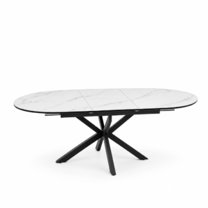 GASTON White Matt Ceramic Extending Dining Table 140–180cm