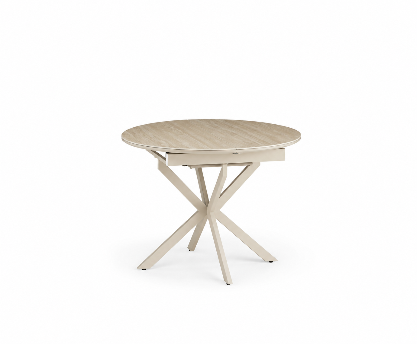 Gaston small extending dining table with Travertine Beige ceramic top and Cashmere metal legs