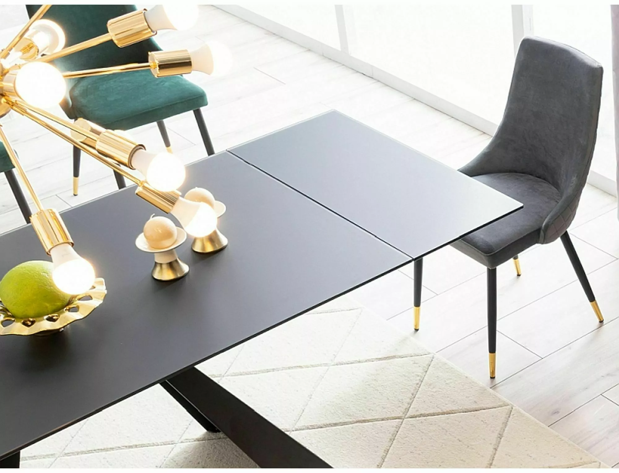 Salvadore Black extendable dining table dimensions 160 to 240cm
