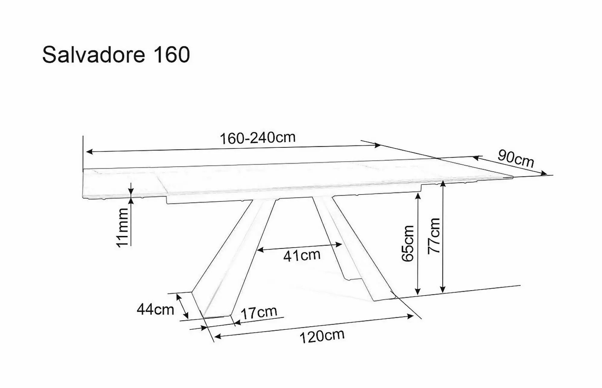 Salvadore extendable ceramic dining table dimensions 160–240 x 90cm