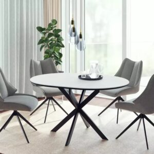 GASTON White Ceramic Extending Dining Table 100–135cm