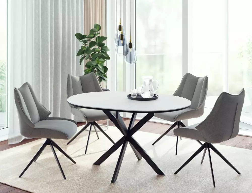 GASTON White Ceramic Extending Dining Table 100–135cm - Image 2