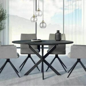 GASTON Black Ceramic Extending Dining Table 100–135cm
