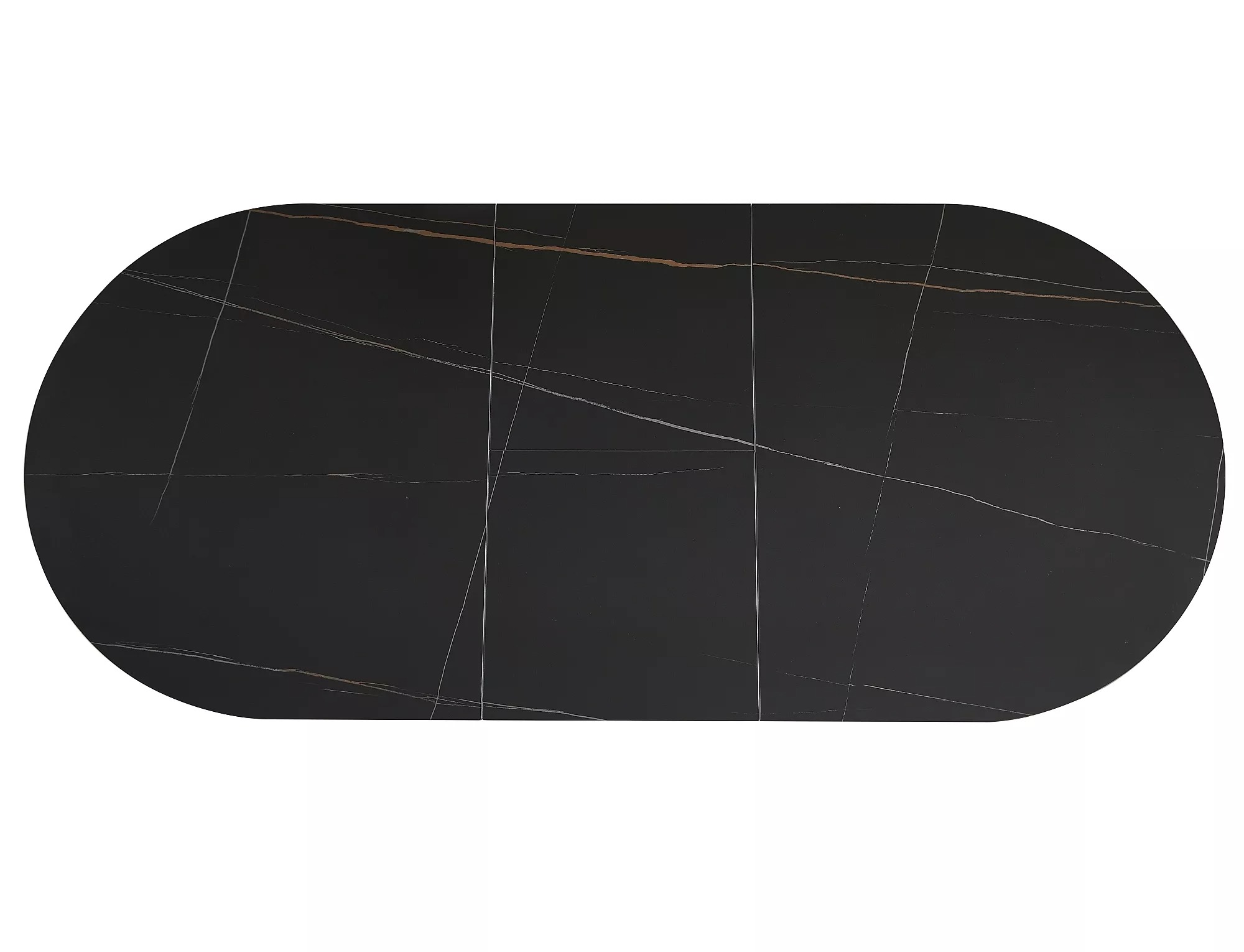 Matt black ceramic dining tabletop with fine grey and brown natural stone-effect veining