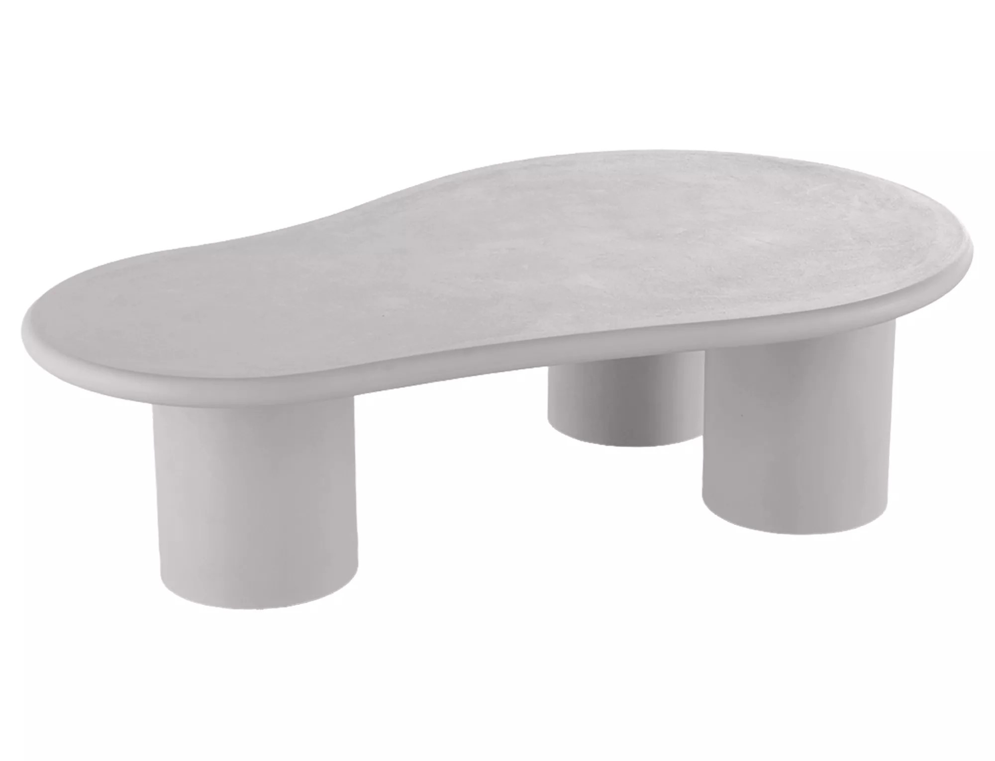 Rosalia Light Grey Coffee Table featuring three cylindrical pedestal legs