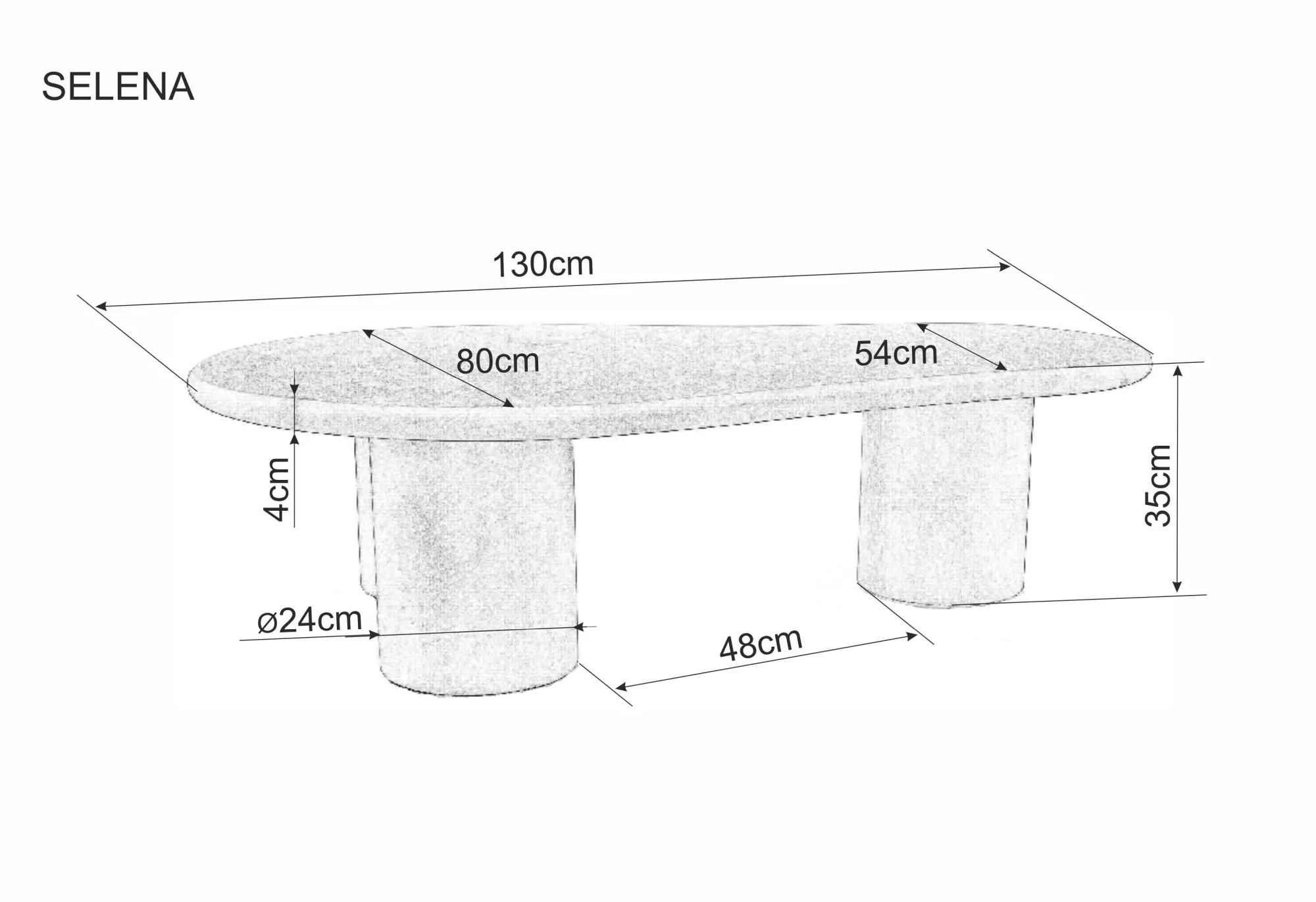 Rosalia Light Grey Coffee Table dimensions 80cm diameter and 45cm height