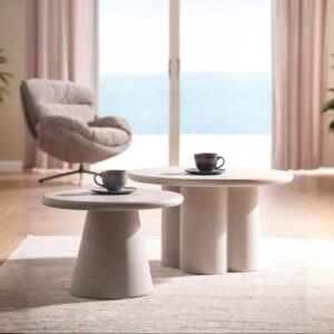 ROSALIA Light Grey Microcement Coffee Table 80cm