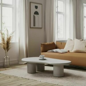 SELENA Light Grey Microcement Coffee Table 130cm